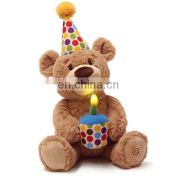 Beautiful Kids Happy Birthday LED Night Light Stuffed Soft Plush Toy Custom Teddy Bear