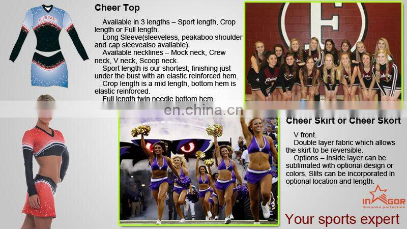 Female new design spandex long sleeve cheerleader dress
