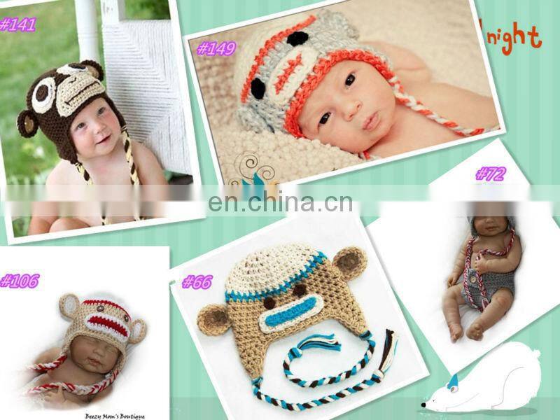 Crochet Kids Boys Giggle and Hoot OWL Ear Flap Hat Newborn Baby Beanie