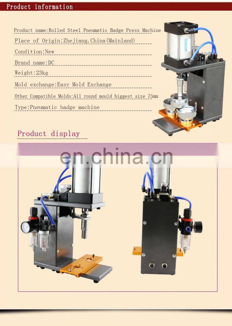 Good selling Pneumatic button badge machine efficiently badge press making machine