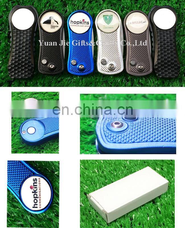 Stock Golf divot tools with custom enamel ball markers wholesale