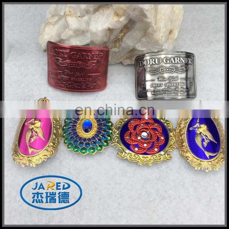 custom embossed metal top sticker bottle liquor printing label bottle label