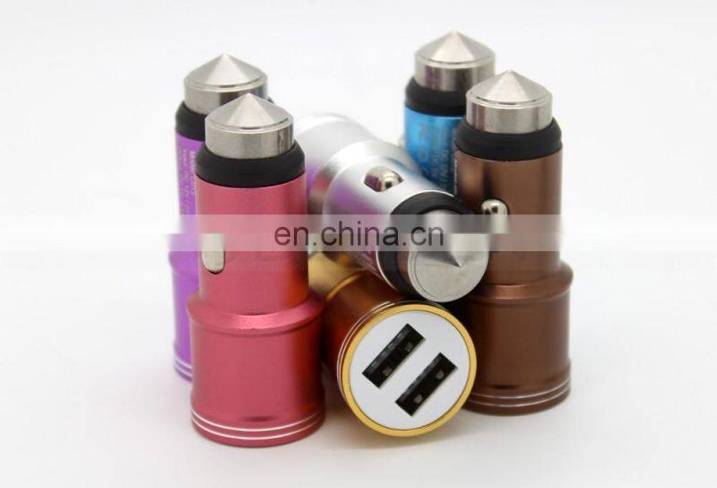 Dual USB Port Alloy Skin 5V 3A Auto Lighter Power Source Mobile Travel Charger