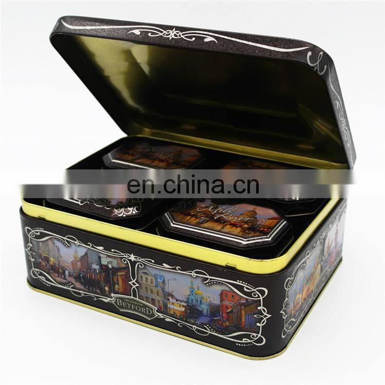 2015 top design square octagonal tea tin can for sale
