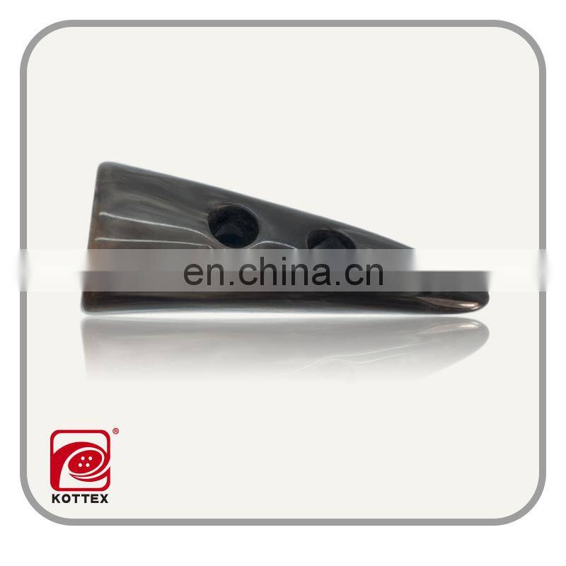 natural cow horns dark brown horn toggle button made of resin/polyester material