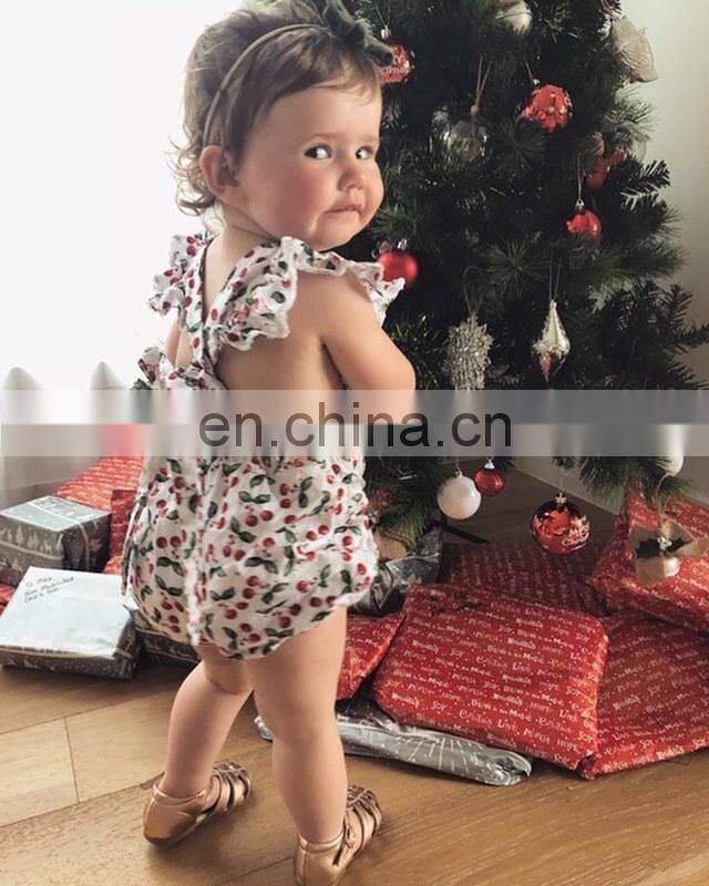 Baby Girls Cherry Pattern Romper 2019 New Summer Newborn Baby Girl Floral Romper Fly Sleeve Jumpsuit Lace Outfit Clothes Sunsuit
