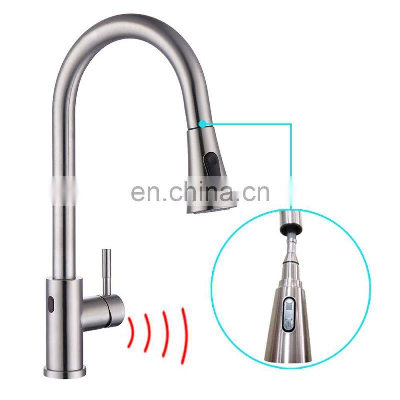 China GIBO touchless gold matt black brass stainless steel touch sensor pull out kitchen sink tap faucets