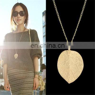 Jewelry Necklace Gold-Color Chain Leaf Design Pendant Necklaces Pendants