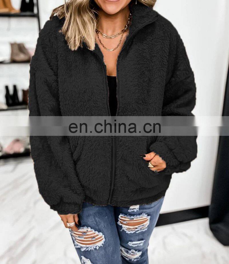 2021 European and American cross-border new women's fashion trend and comfortable wool cardigan jacket jacket