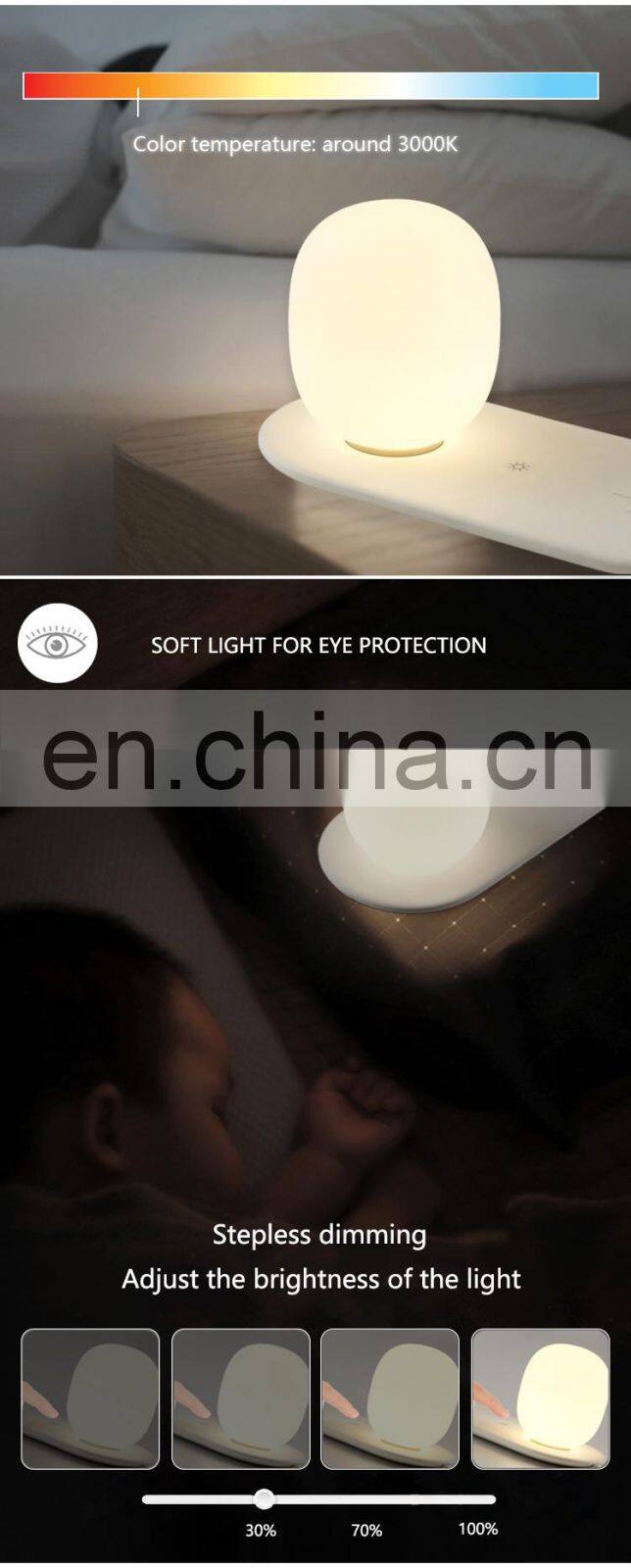HUAYI New Model Bedroom ABS Silica Gel Wireless Charging LED Bedroom Night Light