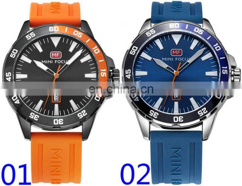 MINI FOCUS MF0020G Cool Fashion Big Display Rubber Band Analog Calendar Men Sports Casual Quartz Watches
