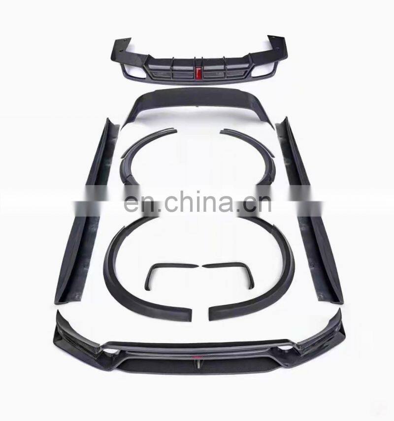 Runde Carbon Fiber Material Front Lip Side Skirt Wheel Eyebrow Rear Lip Spoiler For Porsche Cayenne Modify CMST Style Body Kit