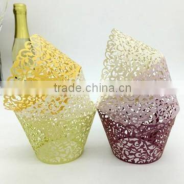 Wedding Invitation Decoration Delicated Laser Cut Gold Laser Cut Cupcake Wrappers