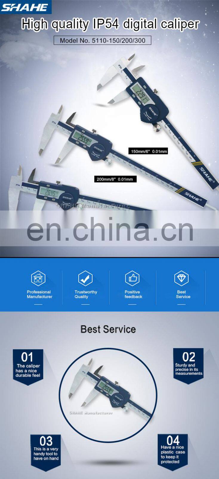 SHAHE Digital Accurate Vernier Caliper Stainless Steel Electronic Caliper 0-200 mm Vernier Caliper