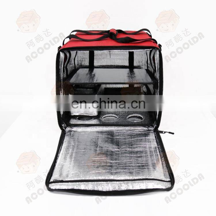 Wholesale or Customized waterproof insulated red food delivery backpack by motorcycle