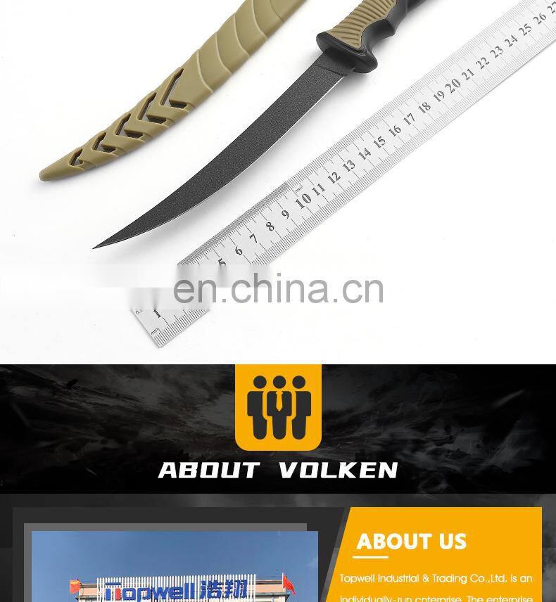 New TPR&ABS Fishing Knife Outdoor Camping Light Fish Fillet Knife with Black Coat and Scabbard Safety Fish Knife