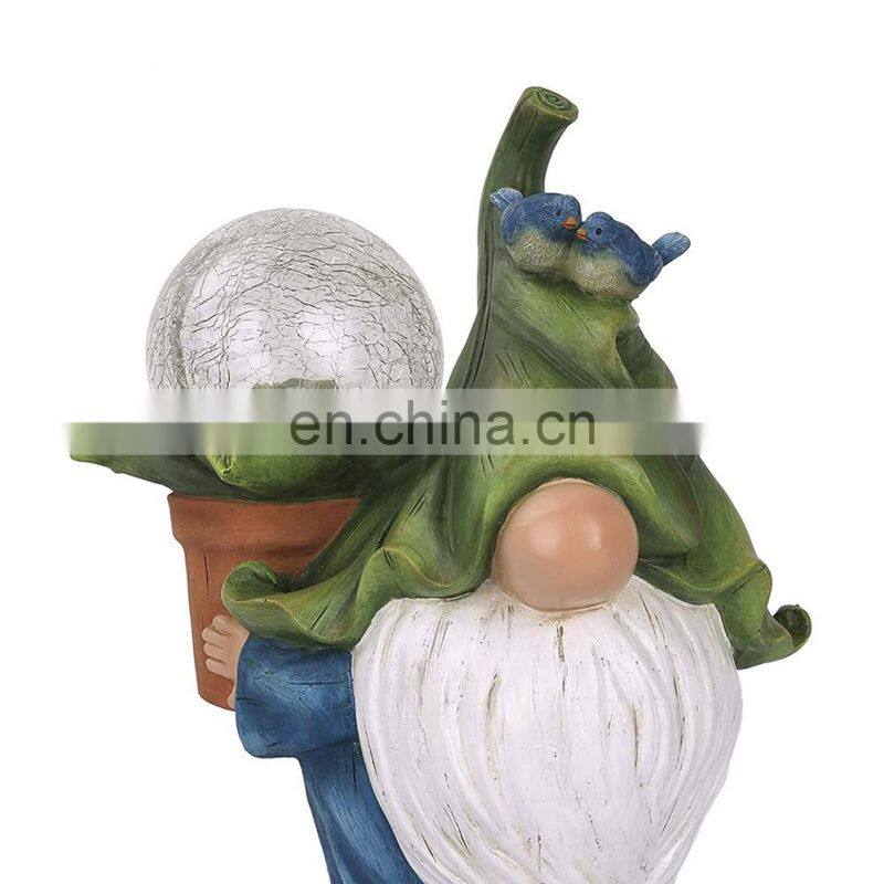 Garden Figurine Dwarf Statue Solar Powered Light Gnome Ornament Resin Waterproof Figurine Outdoor Yard Lawn Decoration