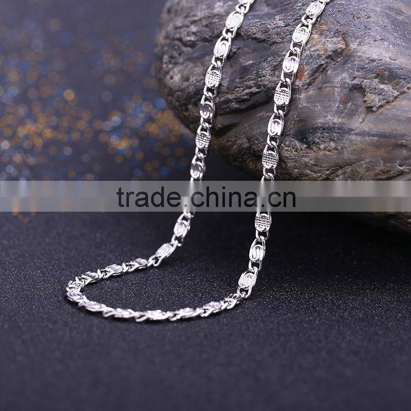 yiwu wholesale fashion jewelry rhodium plated flat chain beautiful necklace