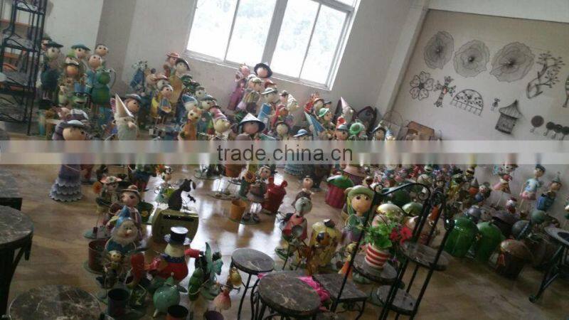 Wrought iron dog flower pot garden animals