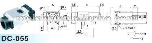 Universal male laptop dc power jack 2.5mm