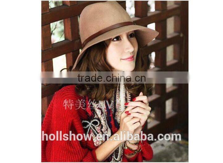 Hot Selling Star Same Style Retro British Ribbon Fixed Women Wool Felt Hat