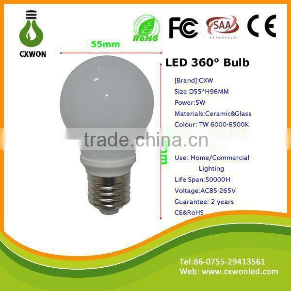 High quality AC85-265V SMD2835 non-dimmable E27 3w ceramic led bulb