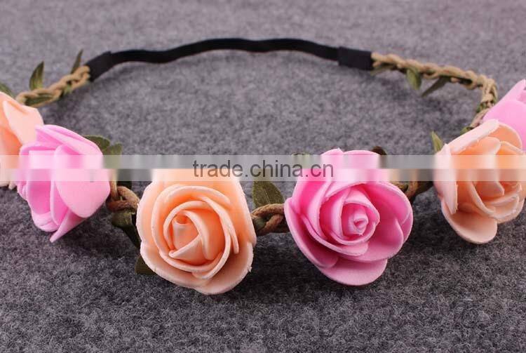 Hot-sales Baby flower Headband Toddler summer flet flower Headband kids flower elastic headband wh-1753