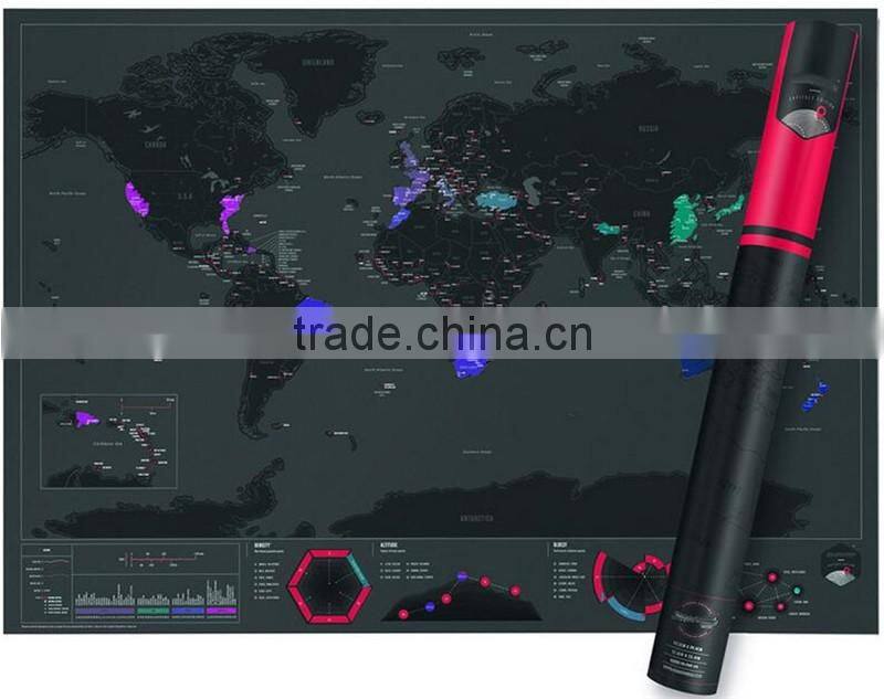 CT-723 Urban Edition FT Map Black Coated map Creative Footprint Travel Map