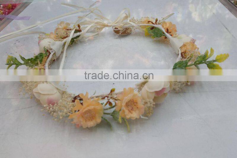 HL019 Hot sale Fashion women tiara flower crown headband wedding flower garland crown handband