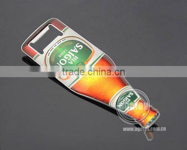 Vietnam Saigon Souvenirs Promotion Beer Bottle Shaped Printing Stainless Steel Metal Beer Opener Custom