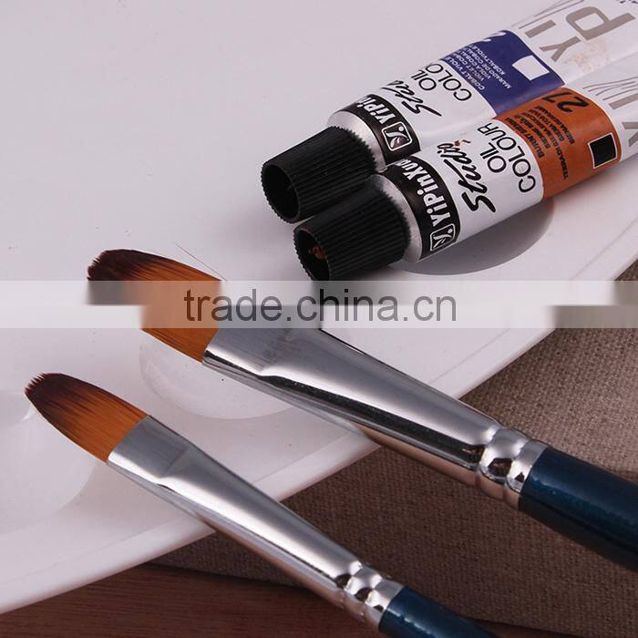 High Grade Wood Handle Filbert Bristle Artist Paint Brush Set Handle