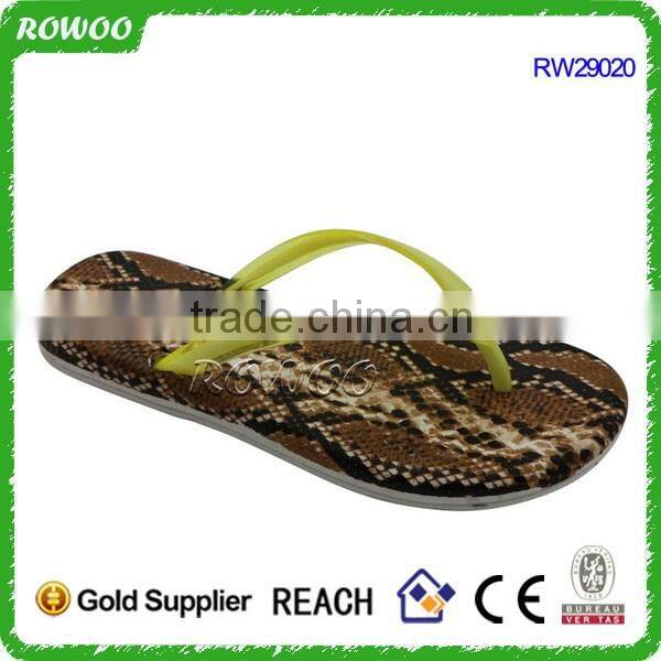 new cheap fancy snake printed women pvc injection flip flop