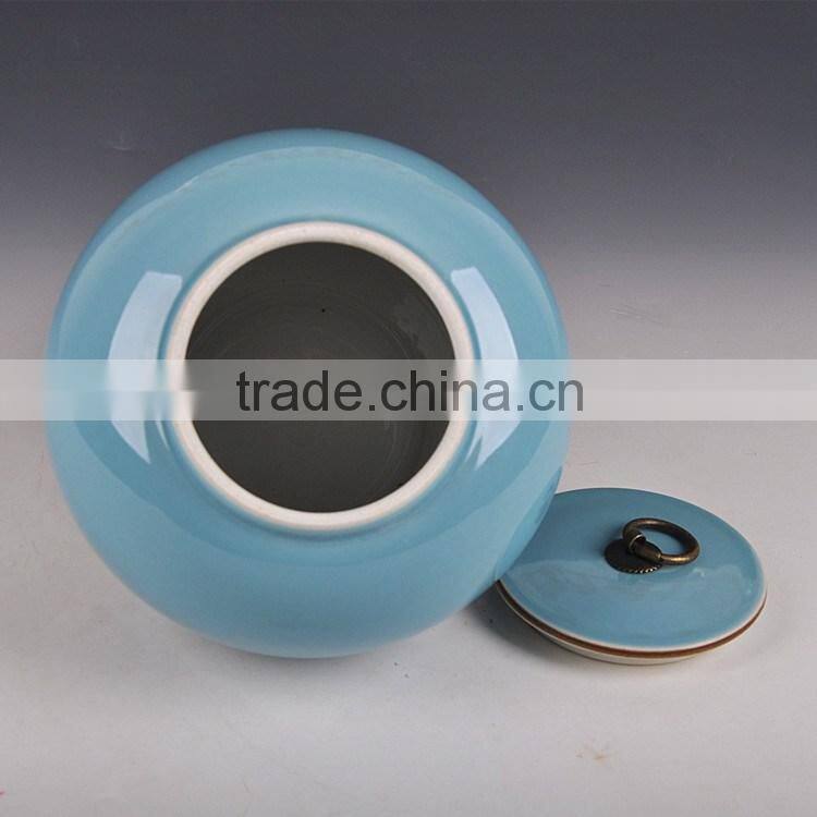 Food grade glazed jingdezhen ceramic storage jar for tea leave