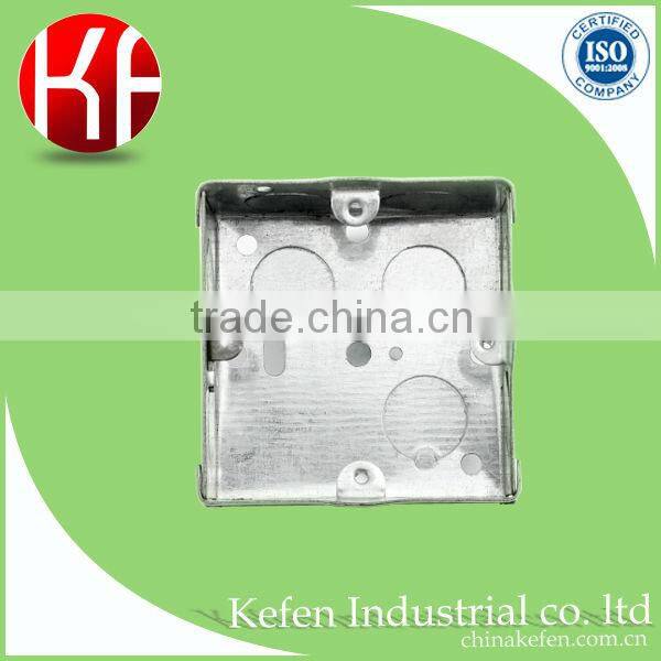 3" 3" 35mm 1.1mm thickness BS4662 electric GI metal switch boxes with knock out adjustive lug brass screw