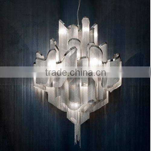 Aluminium Chrome chain suspension chandelier ceiling for Hotel Banquet Hall