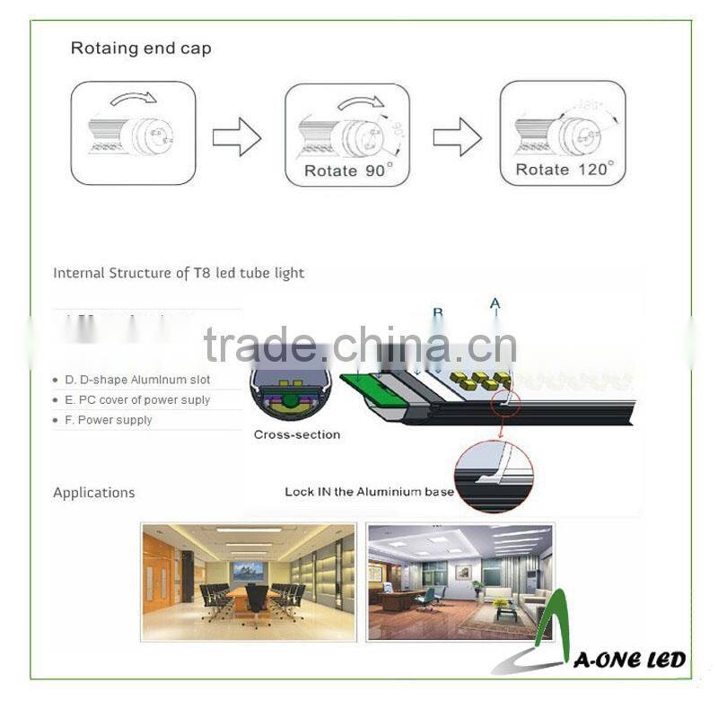 2015 Clear cover SMD3528 22w T8 led tube light & Rotatable led tube T8 22w made in China