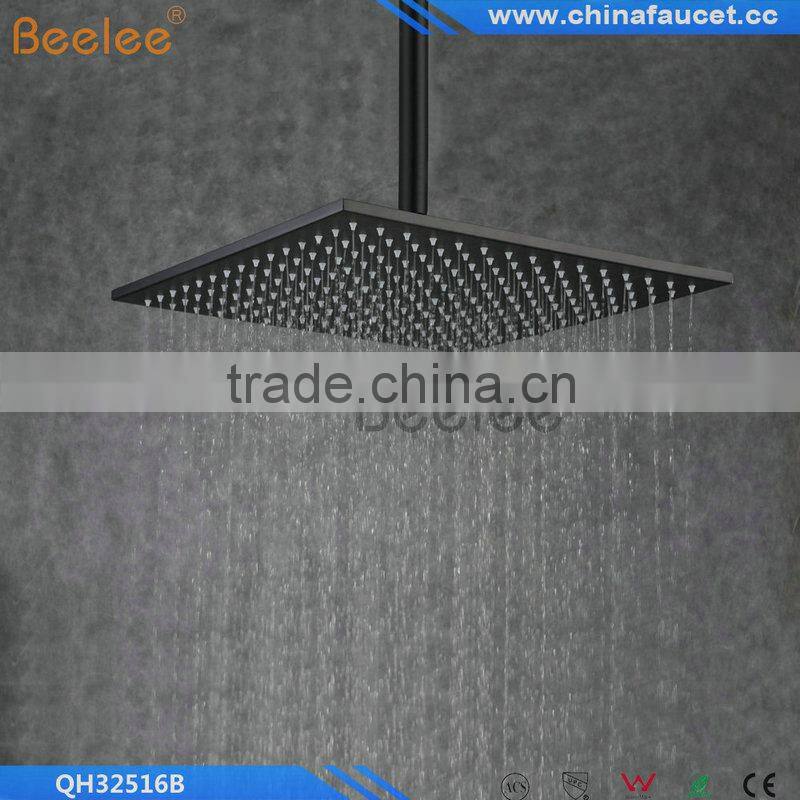 16 inch 40cm square black bathroom rain shower head