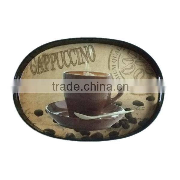 Plastic rectangle gold serving tray