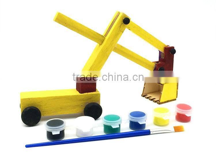 solid wood Educational and assemble toy of DIY excavator