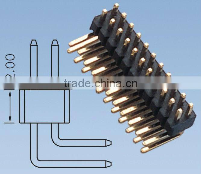 Double Row Right Angle 1.27mm Pin Header H=2.0