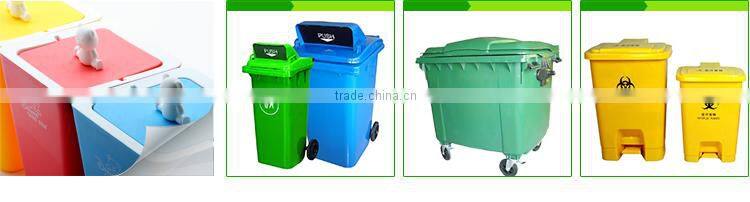 Moblie bin with side pedal,120liter dustbin with middle pedal,plastic foot pedal waste bin
