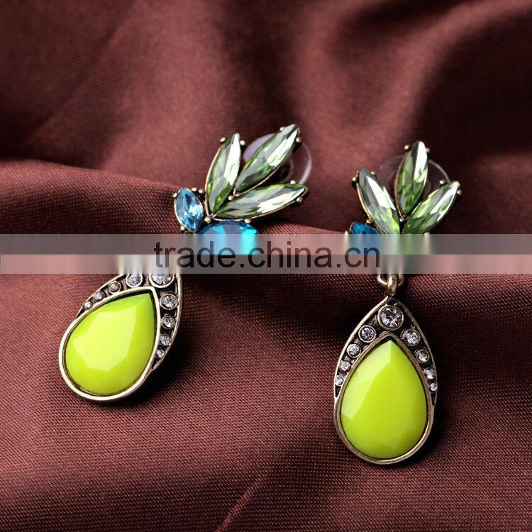Fluorescence yellow drop acrylic flower shaped latest trends earrings
