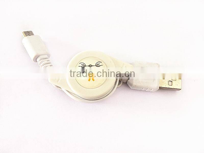 Wholesale colorful retractable 2.0 USB micro charger cable for Samsung Android phones