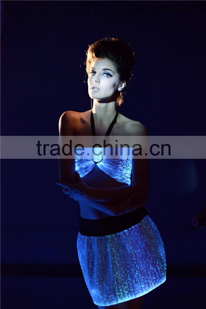 High tech optic fiber luminous 7 color african dress made with fabric