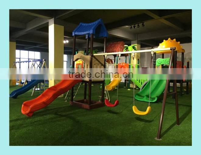Medium size wooden house slide set playground equipment