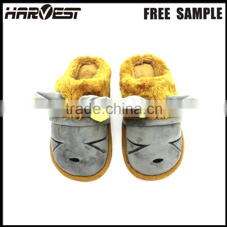 Latest custom made plush funny indoor house slipper , bulk kid home animal shape slipper