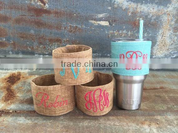 burlap can holder bags cozy wrap insulated outdoor drink holder