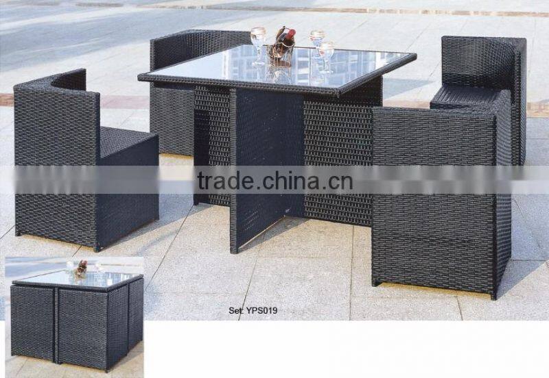 Outdoor dinning furniture unique design comfortable leisure rattan wicker garden set YPS020