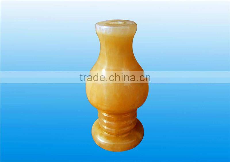 Finest made natural yellow jade stone lampstand