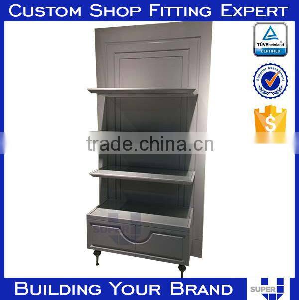 Tailor made MDF wall mount shelf system with shelves and hanging bars